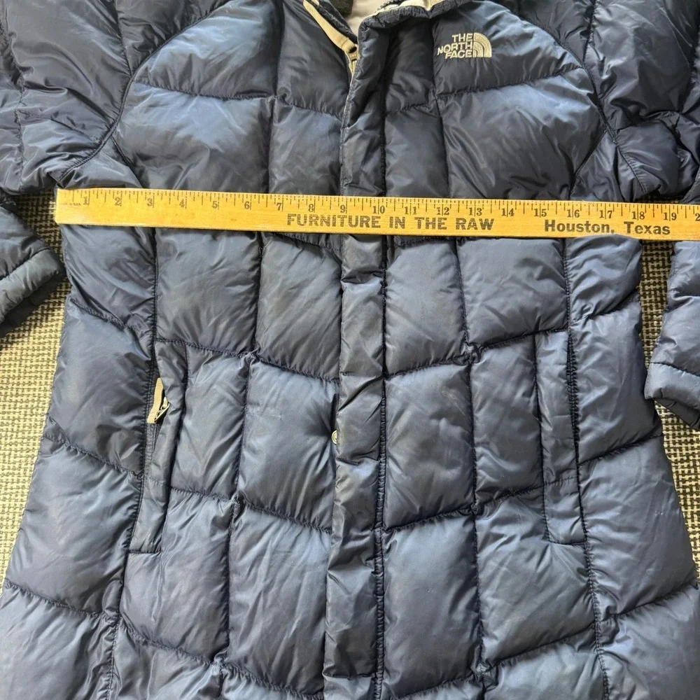 The North Face Girls Metropolis Down Parka Navy Blue Hood Puffer Jacket L 14/16